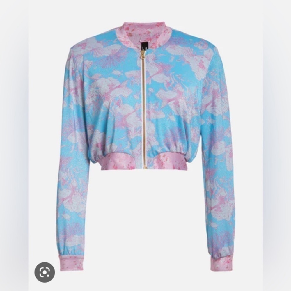 LoveShackFancy x Hurley New Size Small Under The Sea Cropped Bomber Jacket NWT